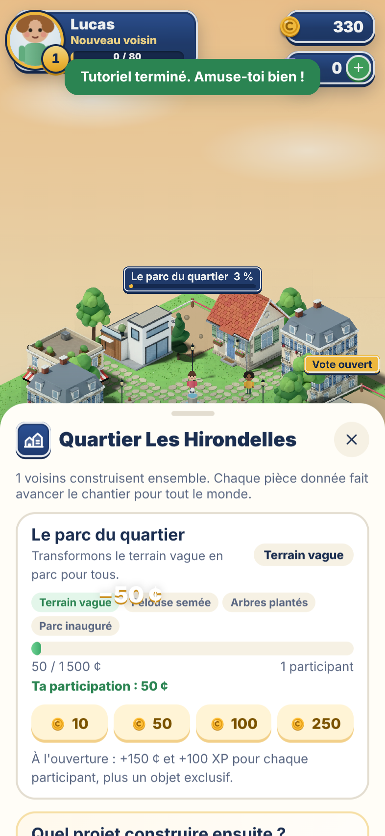 Un chantier du quartier et son vote